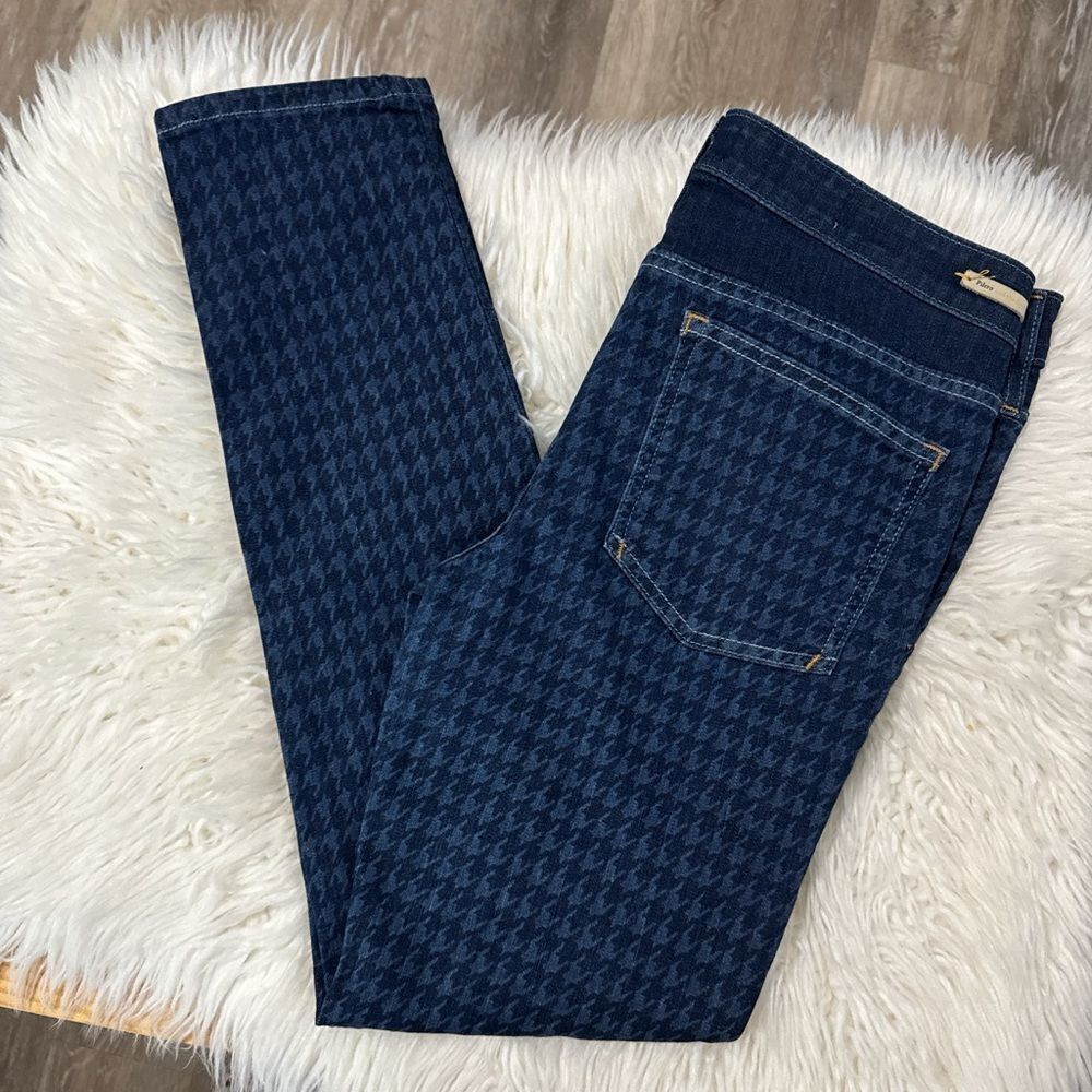 Anthropologie Pilcro Stylish Blue Houndstooth Women Jeans Size 30